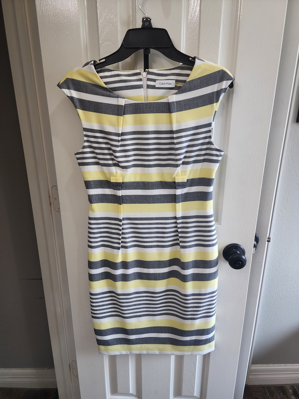 Calvin Klein Yellow and Gray Striped Dress Size 6 Petite